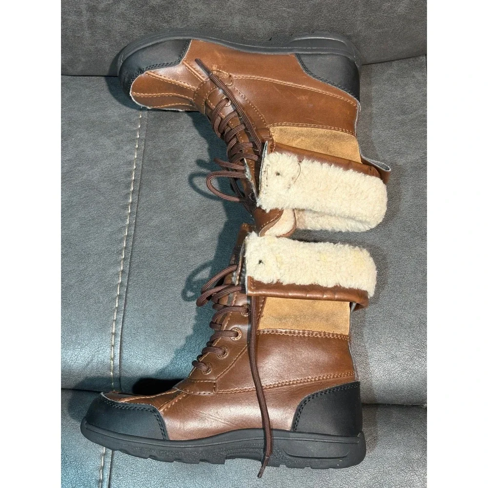 UGG Kids Butte II Waterproof Winter Boots Chestnut Brown Leather 1098890K Size 2